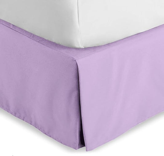 Bare Home Kids Twin Bed Skirt - 15-Inch Tailored Drop Easy Fit - Bed Skirt for Beds - Center & Corner Pleats (Twin, Lavender)
