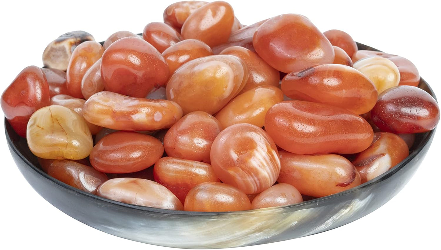 Crocon 1LB Carnelian Tumbled Stones and Crystals Bulk 2000+ Carats Natural Crystal Kit for Reiki Healing Crystal Polished, Tumble Stones, Chakra Balancing, Gift, Home Decor Size : 20-25 mm