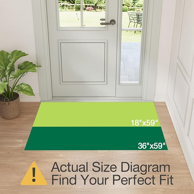 LUMI Ultra Thin Door Mat for Entryway,18"x59" Low Profile Non Slip Rubber Backing Indoor Doormat, Easy Clean Welcome Entrance Mat for Inside House, Patio,Light Grey