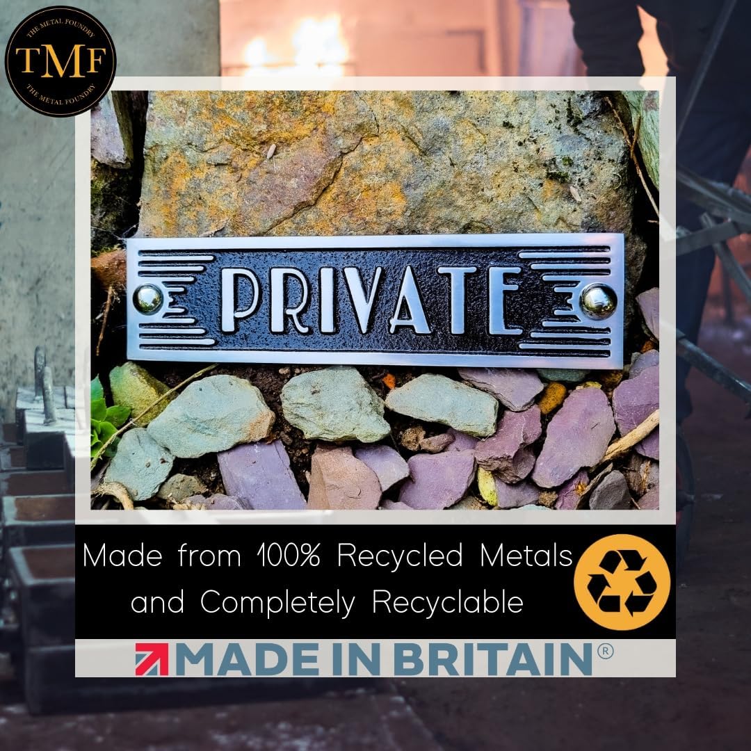 The Metal Foundry Private Metal Door Sign. Art Deco Style Home Décor Accessories Door Or Wall Aluminium Plaque. Handmade in England.