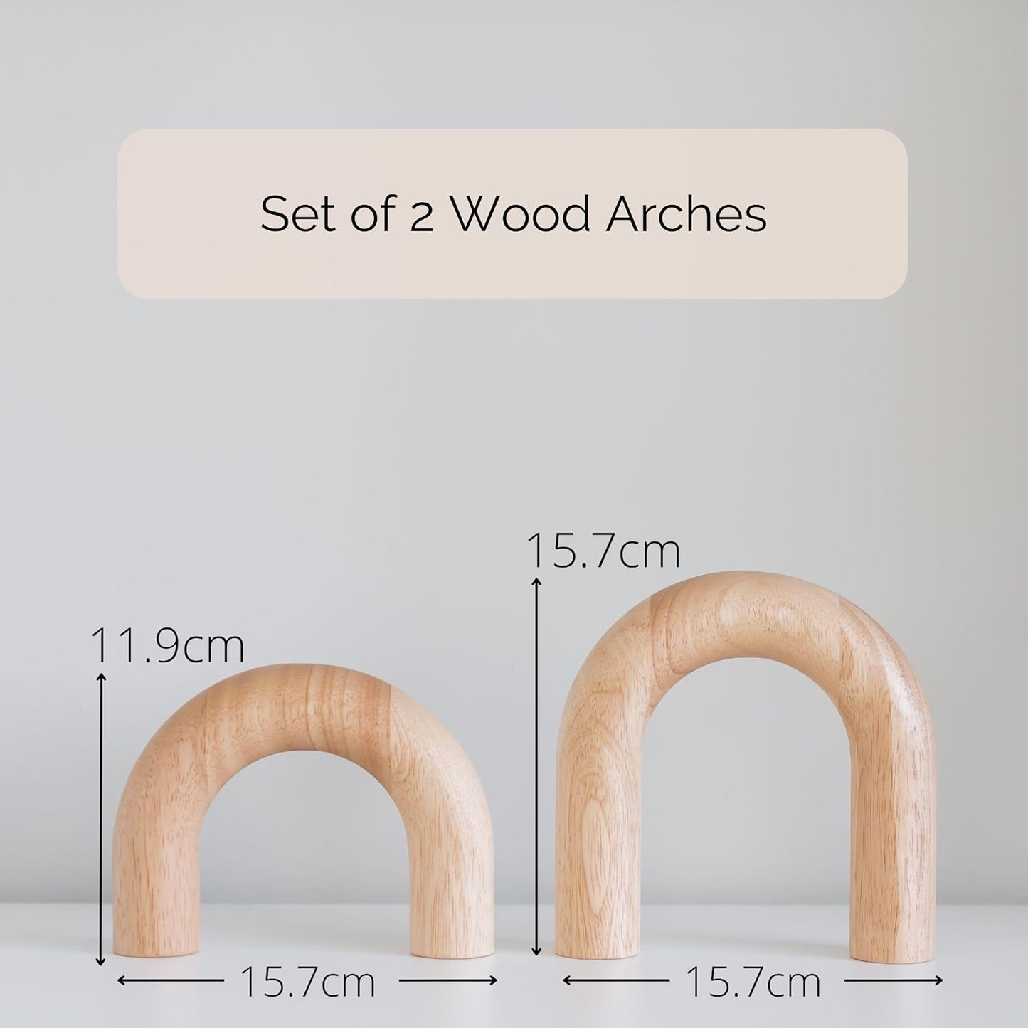 Wood Arch Decorative Objects - Modern Bookshelf Decor, Coffee Table Sculpture, Floating Shelf Decor Accents, Japandi Home Decorations for Side, Console and Entryway Table