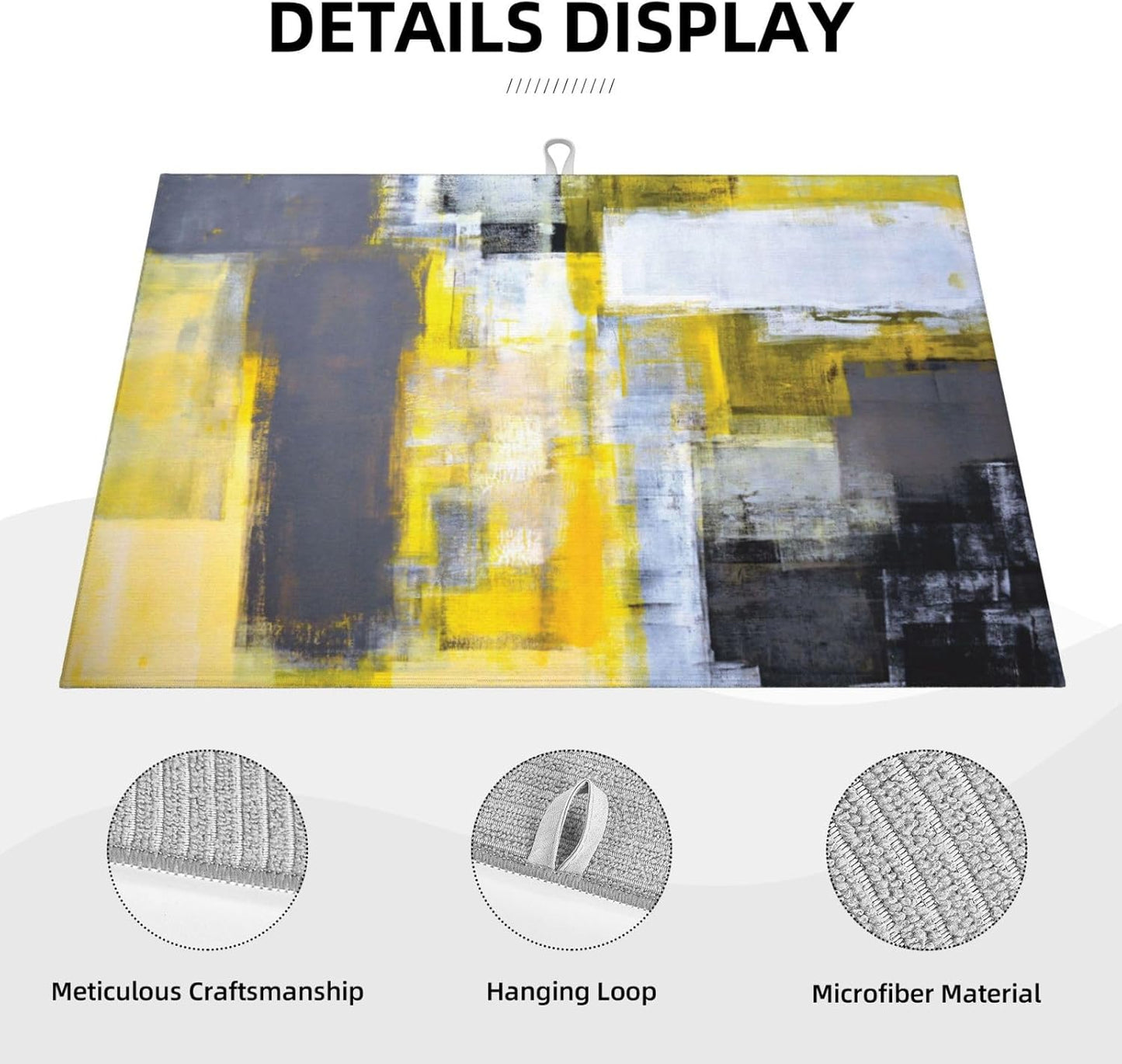 Modern Art Yellow Gray Dish Drying Mat 18x24 For Kitchen Counter Absorbent Microfiber Dishes Pad Dish Drainer Rack Mats Fast Dry Kitchen Accessories