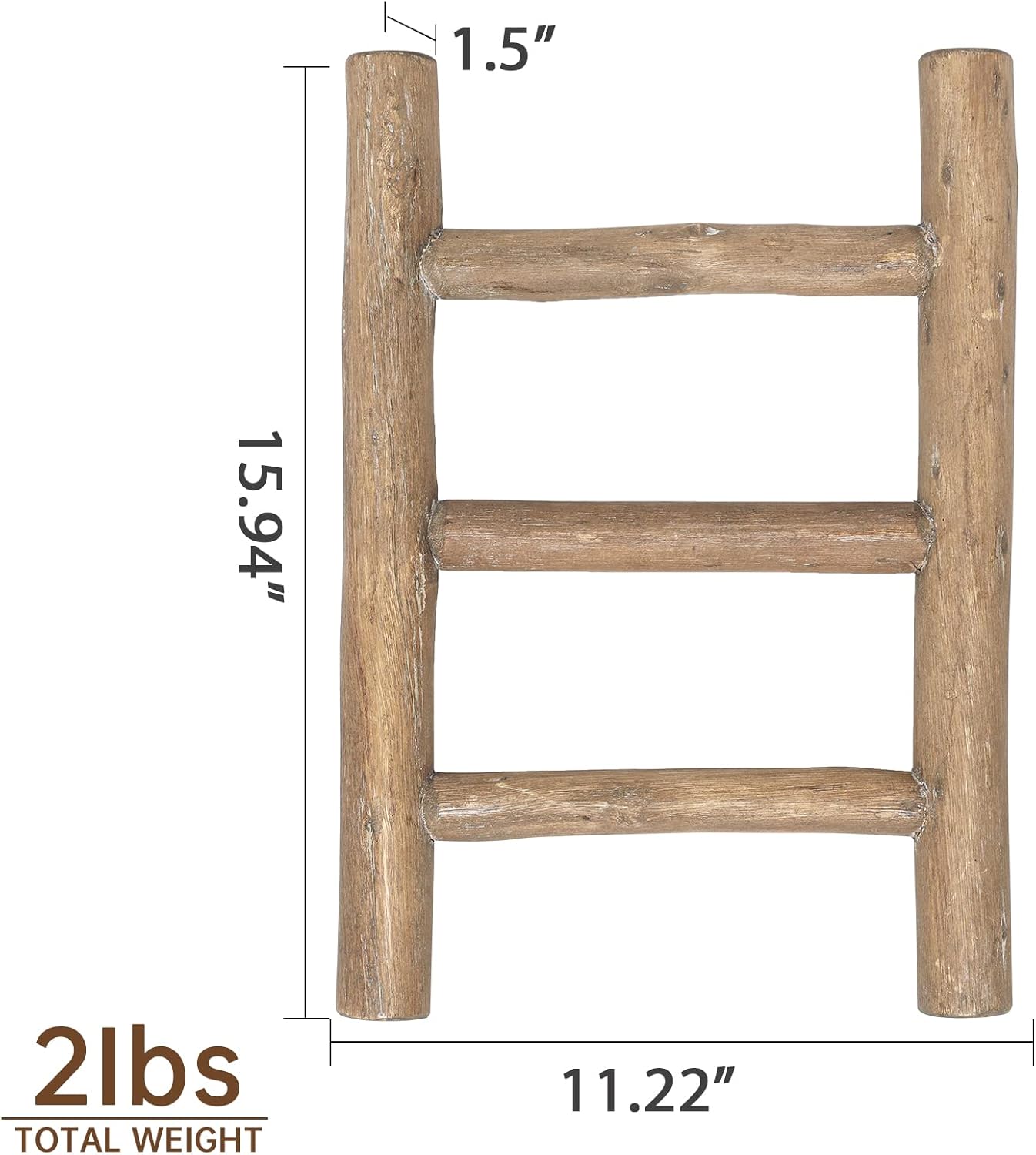 FUIN Fully Assembled Wooden Tea Towel Ladder, Mini Ladder Towel Rack Display Hanger, Small Rustic Farmhouse Tea Towel Stand Holder for Country Bathroom Decor, Brown