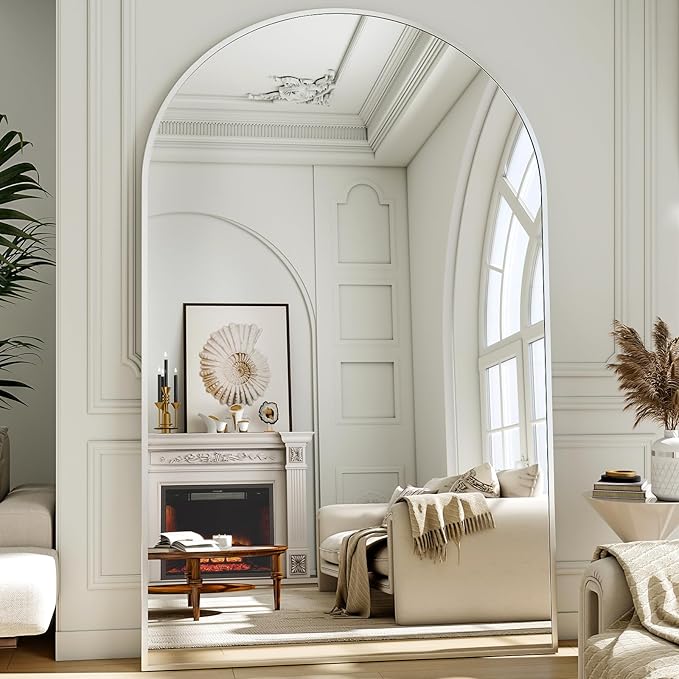 41"x81" Extra Large Arched Full Length Mirror - Leaning Mirror Arch Wall-Mounted Mirrors - Aluminum Alloy Frame Modern Simple Home Decor - for Living Room Bedroom Cloakroom
