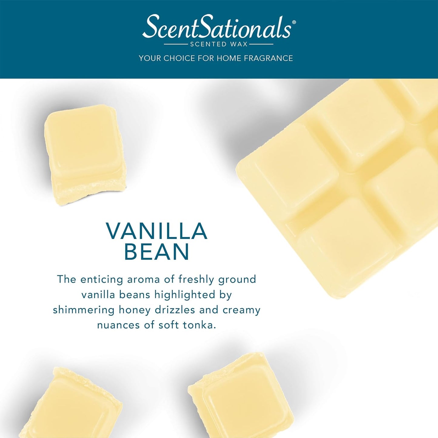 Scentsationals Wax Melts, Wax Cubes Strong Scent - Vanilla Bean - Long Lasting Scented Wax Melts for Warmer, 10oz (24-Cubes)