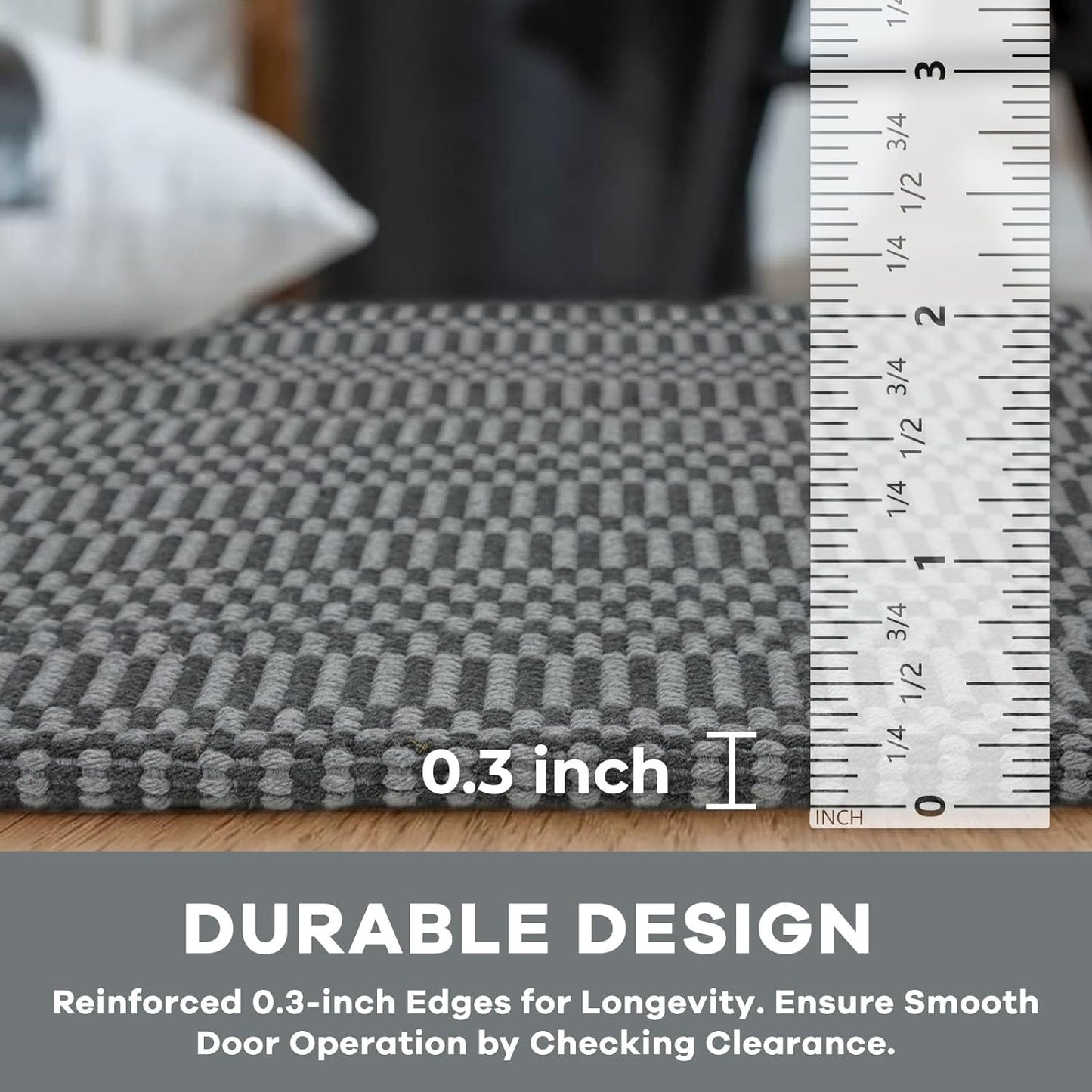 KOZYFLY Washable Runner Rug 2x8 Ft Runners for Hallways Non Slip Kitchen Runner Rugs Braided Cotton Entryway Runner Indoor, Carpet Runners for Hallway Entryway Bedroom, Grey/Charcoal Grey