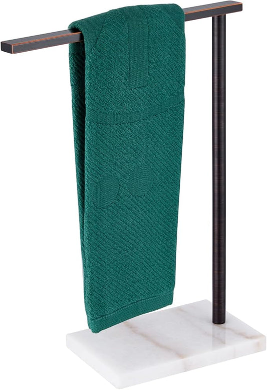 Hand Towel Holder for Bathroom Vanity Countertop 1-Tier Towel Rack Free Standing with Heavy Marble Base, Oil Rubbed Bronze Stainless Steel AN7002ORB