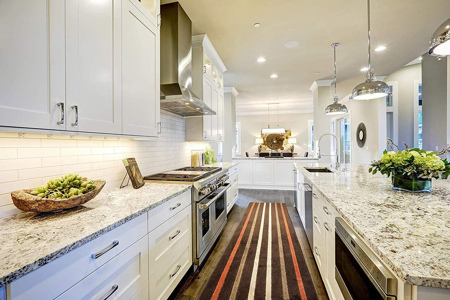 Custom Length Hallway Runner Rug,Slip Resistant,Striped Orange, 26 Inch X 18 feet, Sold and Priced Per Foot