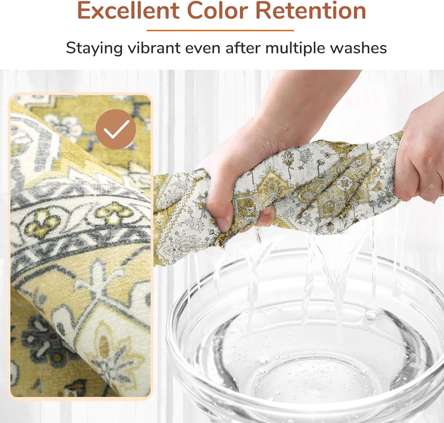 OPPODREAM Soft Area Rugs 9x12 Living Room, Washable Rugs 9x12 with Non Slip Backing, Faux Cashmere Low-Pile 9 x 12 Carpet, Yellow