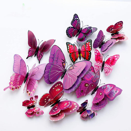 Butterfly Wall Decor 24/48 PCS, 3D Butterflies Stickers for Party Decorations with Magnets (Purple, 48)