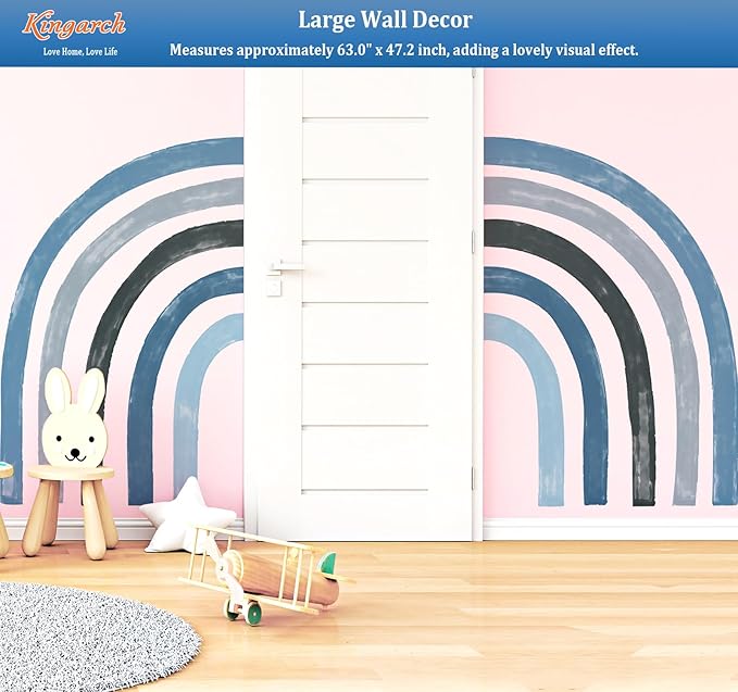 Large Boho Rainbow Wall Decals, Colorful Peel and Stick Fabric Nursery Wall Decor, Removable Home Room Wall Decor Murals Stickers for Kids Girls Toddler Bedroom Living Room Playroom