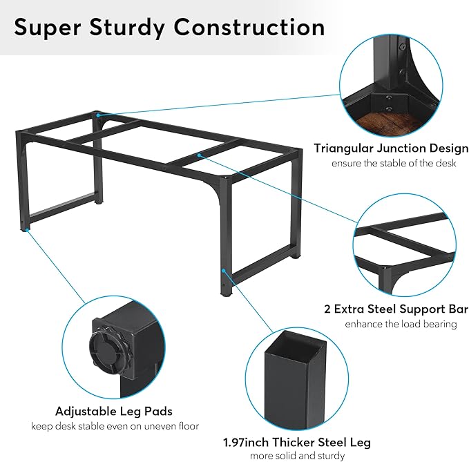 Tribesigns Modern Computer Desk, 70.8 x 31.5 inch Large Office Desk Computer Table Study Writing Desk Workstation for Home Office, Rustic/Black