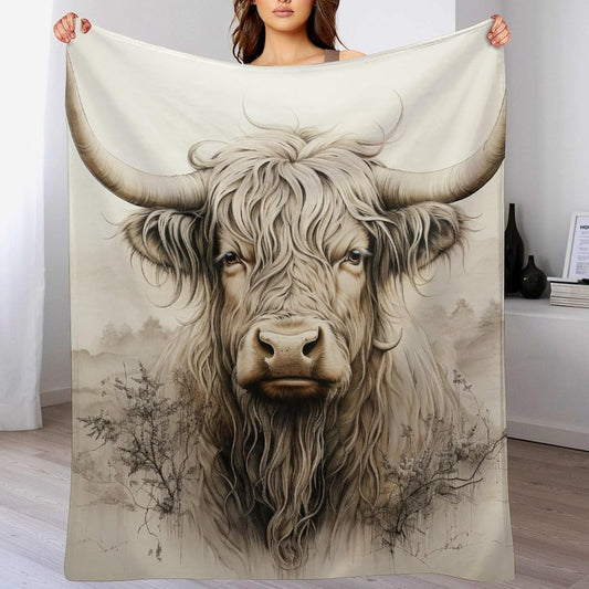 Highland Cow Throw Blanket for Teens Boys Girls and Adults Soft Warm Cozy Funny Midweight Food Flannel Blankets for Couch Sofa Bed Camping Travel Home Decor 50" X 60"