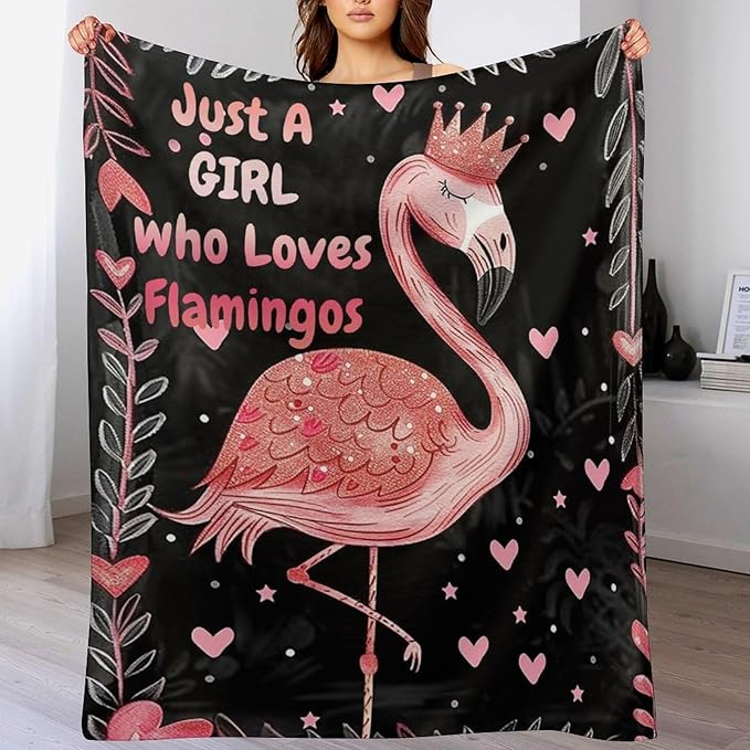 Throw Blanket for Teens Boys Girls and Adults Soft Warm Cozy Funny Midweight Food Flannel Blankets for Couch Sofa Bed Camping Travel Home Decor 50" X 60" (Flamingo, 50x60 inch)