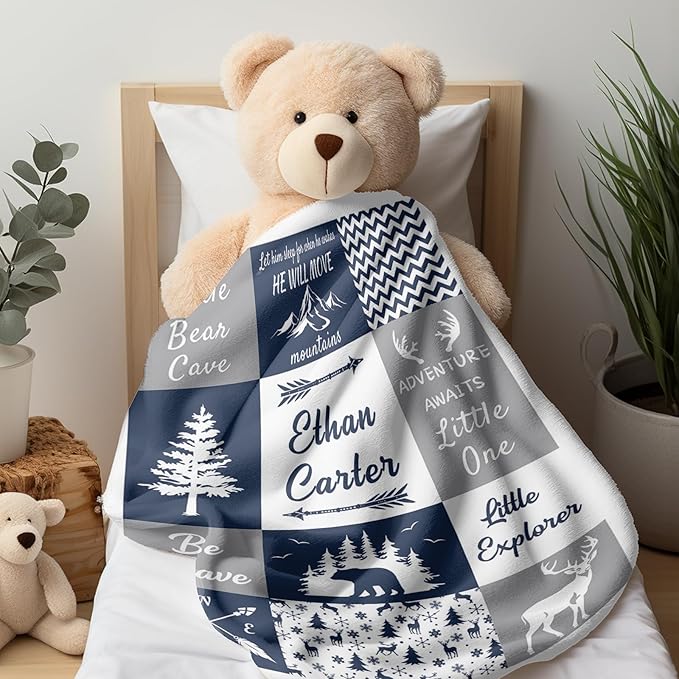 Ship Next Day, Personalized Baby Blankets - Printed in USA, Custom Name Blanket, Baby Blanket with Name, Ultra-Soft Cozy Fleece Blankets, Gifts for Baby Newborn Toddlers Boys & Girls Kids