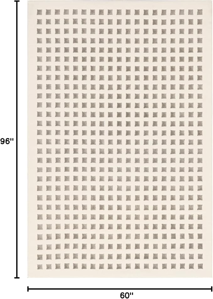 nuLOOM 5' x 8' Indoor Area Rug, 100% Recycled PET, Machine Washable, Oeko-TEX Certified, Medium Pile, Pet-Friendly, Daleyza Checkered Cream