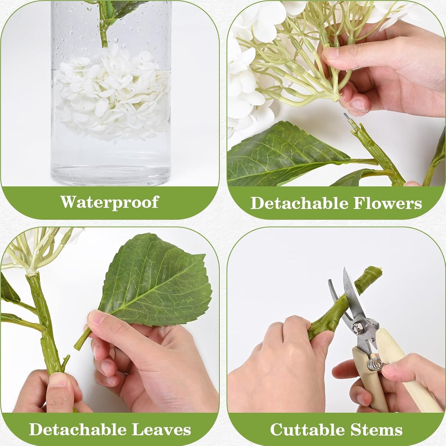 Artflower 4Pcs Real Touch Hydrangea Artificial Flowers, 22.5'' White Full Latex Faux Hydrangea Flowers for Home Floral Arrangements Wedding Bouquets Kitchen Table Centerpiece Decorations