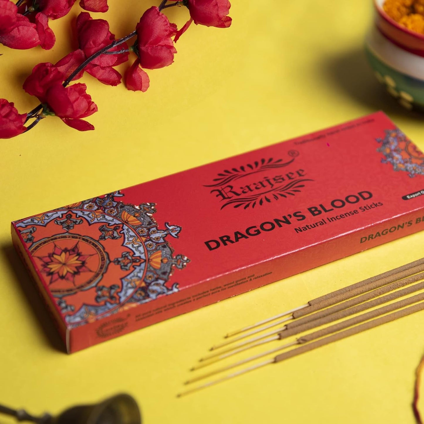 Raajsee Dragon Blood Incense Sticks 100 Gm Pack-100% Pure Organic Natural Hand Rolled Free from Chemicals-for Church,Aroma Therapy,Relaxation,Meditation & Sensual Therapy