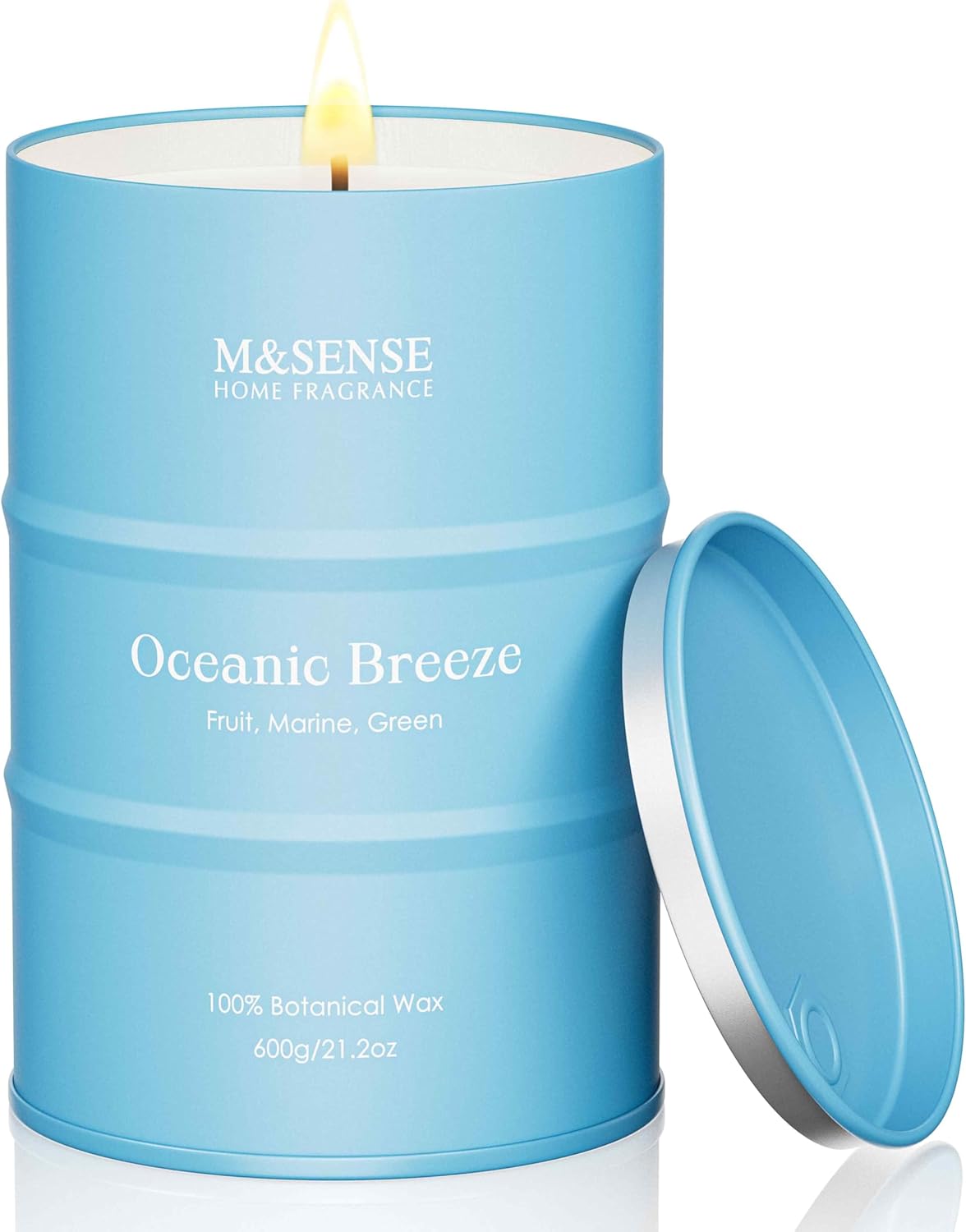 M&SENSE Oceanic Breeze Scented Candles Large Summer Candle, Beach Soy Candles 21.2oz 120 Hour Slow Burning,Aromatherapy Candle for Stress Relief Meditation Relaxing
