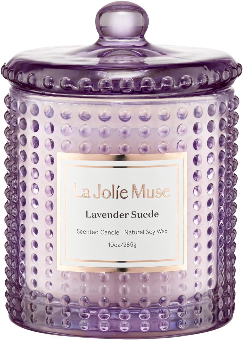 LA JOLIE MUSE Lavender Suede Candle - Lavender, Eucalyptus, Sandalwood | 10 oz Natural Soy Wax | 55 Hours Clean Burn | Aromatherapy Candle | Perfect for Relaxation, Self-Care and Meditation