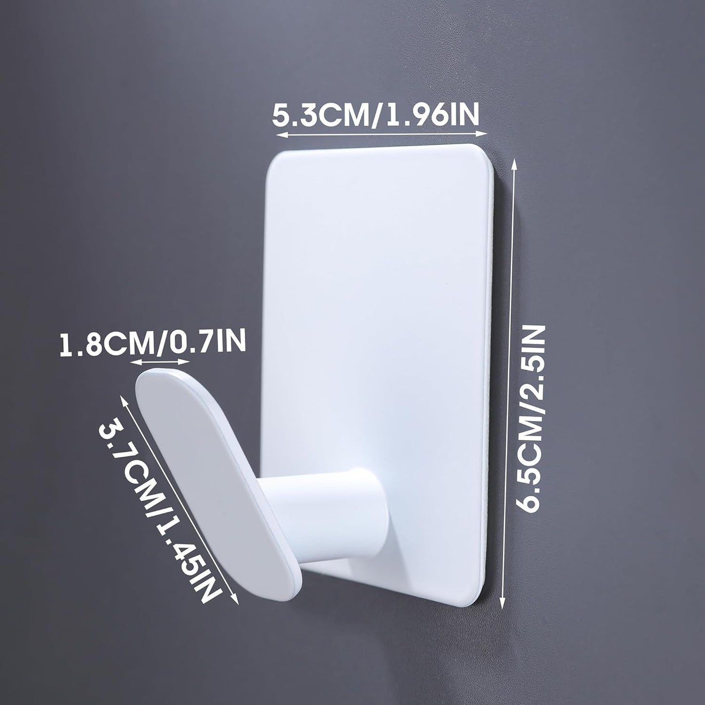 DELITON Adhesive Hooks for Hanging, 8 Pack White Wall/Towel Hooks for Bedroom Kitchen No Drill, Heavy Duty Sticky Shower Hook for Robes Coats Waterproof Stainless Steel