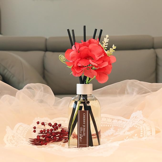 Aronica Red Bathroom Decor, Cherry House Decor Fall Nick Nacks, Apartment Accessories for Small Desk, Christmas Decor Ideas for Little Office Space, Poppy Themed Reed Diffuser