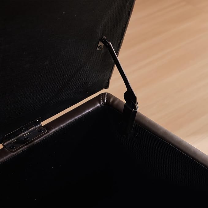 HUIMO Faux Leather Storage Ottoman Bench 50.3 Inch Extra Long PU Upholstered Bedroom Bench with Large Storage Space for The Living Room, Entryway, Bedroom Hold Up to 300lbs (Brown)