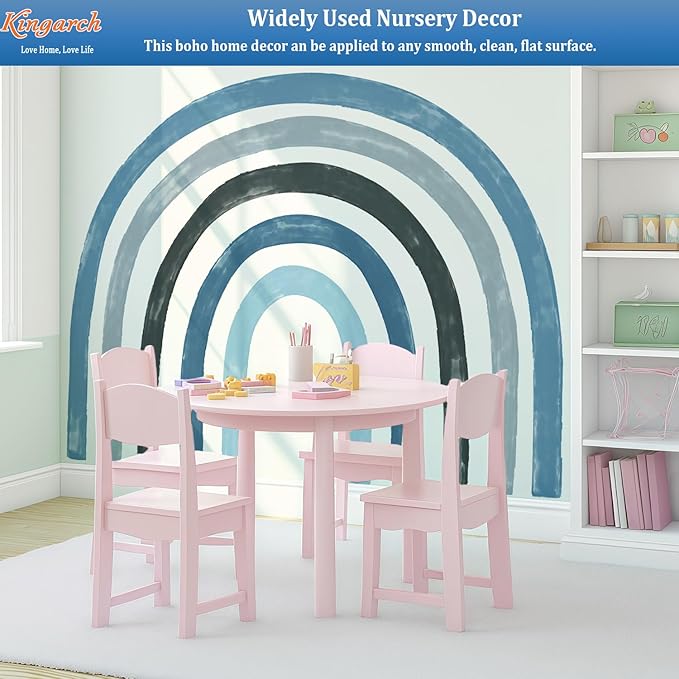 Large Boho Rainbow Wall Decals, Colorful Peel and Stick Fabric Nursery Wall Decor, Removable Home Room Wall Decor Murals Stickers for Kids Girls Toddler Bedroom Living Room Playroom