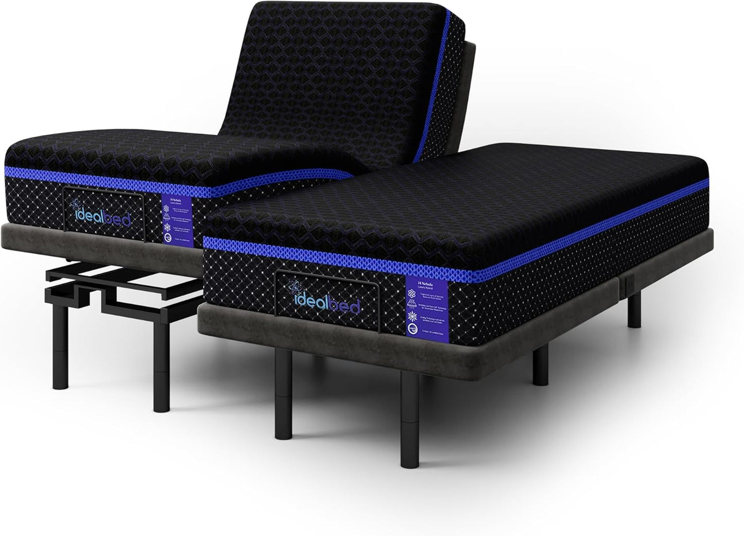 iDealBed S4 Nebula Luxury Hybrid Mattress + 5i Custom Adjustable Bed Sleep System, Comfort, Cooling & Support, Advanced Silent Operation, Wallhugger (Nebula Medium Firm, Split California King)