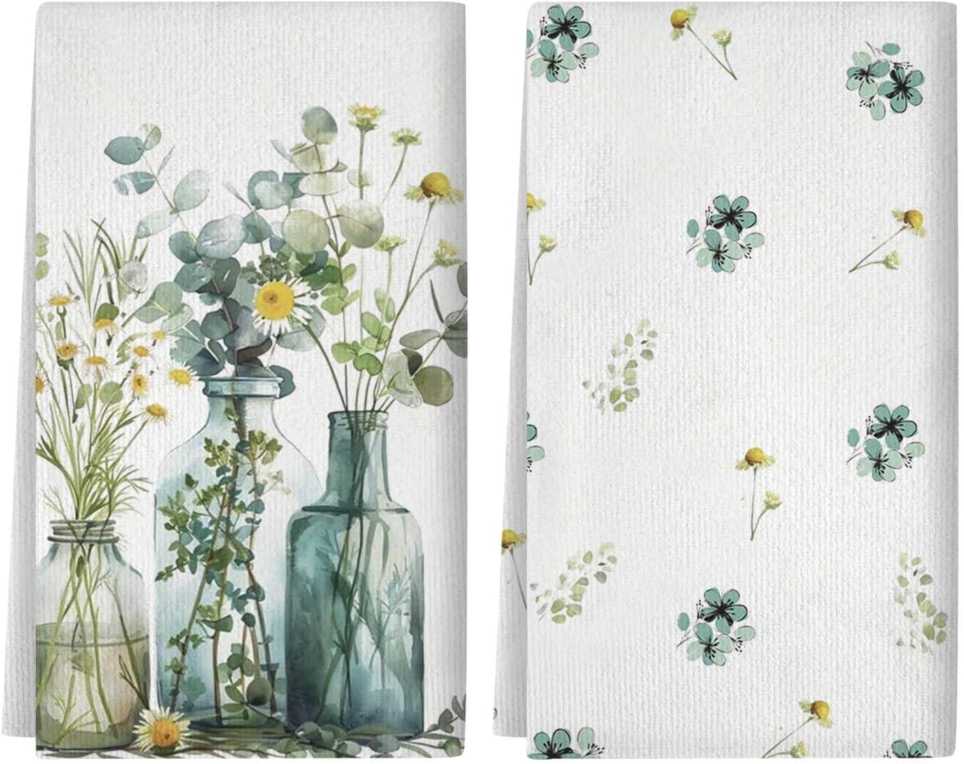 Kitchen Towels Seasonal Kitchen Towels Floral Dish Towels Kitchen Hand Towels Decorative Tea Towel Decorative Set 2 Pcs of 18×26 Inch