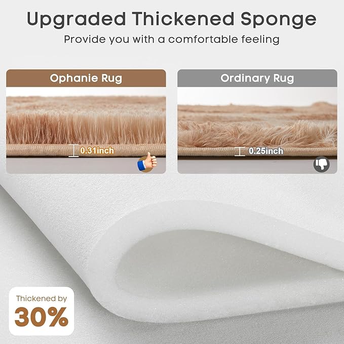 Ophanie Upgrade 5x8 Tie-Dyed Beige Rugs for Living Room, Fluffy Soft Area Rug, Shaggy Non-Slip Indoor Floor Carpet for Bedroom, Kids Baby Girls Boys Teen Dorm Home Decor Aesthetic, Nursery