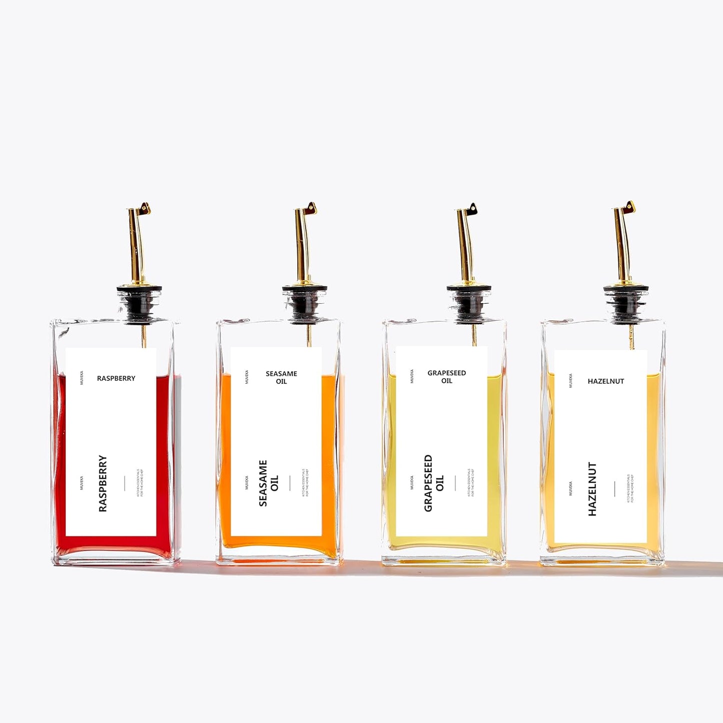 Olive Oil Dispenser Bottle for Kitchen, 16.9 oz/ 500 ml Cooking Oil Container, Glass Oil Dispenser Set, Glass Cruet for Oil with Pourer Spouts, Coffee Syrup Dispenser