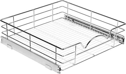 HOLDN’ STORAGE Pull Out Cabinet Organizer, Individual Sliding Drawers - Heavy Duty Metal with Lifetime Limited Warranty - Anti Rust Chrome Finish (Single Tier, 20" W)