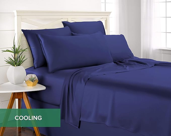 King Sheets by Pure Bamboo, Genuine 100% Organic Viscose Derived from Bamboo Bed Sheet Set, Luxuriously Soft & Cooling, Double Stitching, Lifetime Quality Promise (King, Cobalt Blue)
