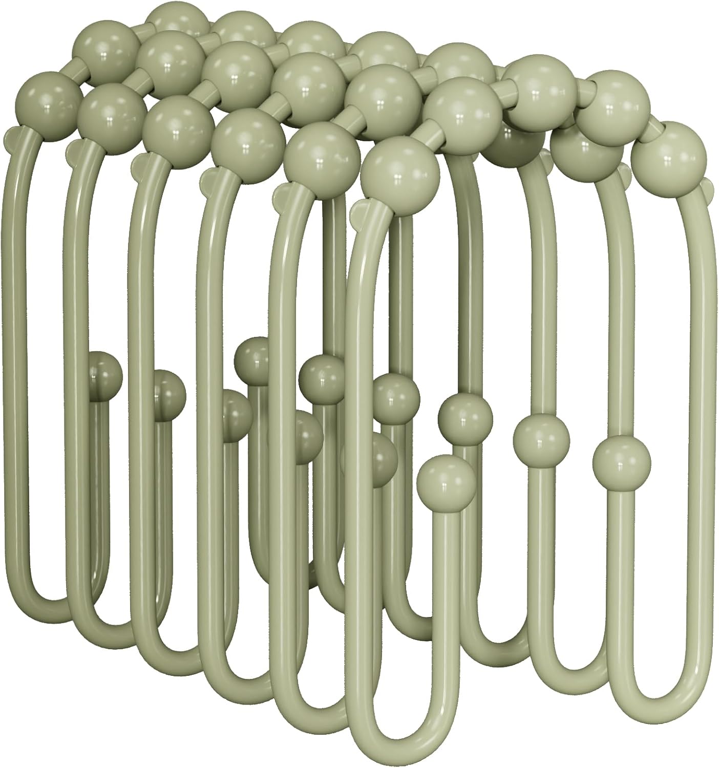 AmazerBath Sage Green Shower Curtain Hooks - Rust Proof Non-Slip Double Hooks for Curtains, Sturdy Metal Rings 12Pcs