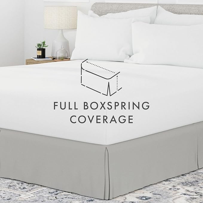 Linen Market Bed Skirt - Ultra Soft Microfiber - Easy Fit with 14 Inch Tailored Drop - Hotel Quality, Shrinkage & Fade Resistant - Bed Cover - King Bed Set - Bedroom Décor - (King, Light Gray)