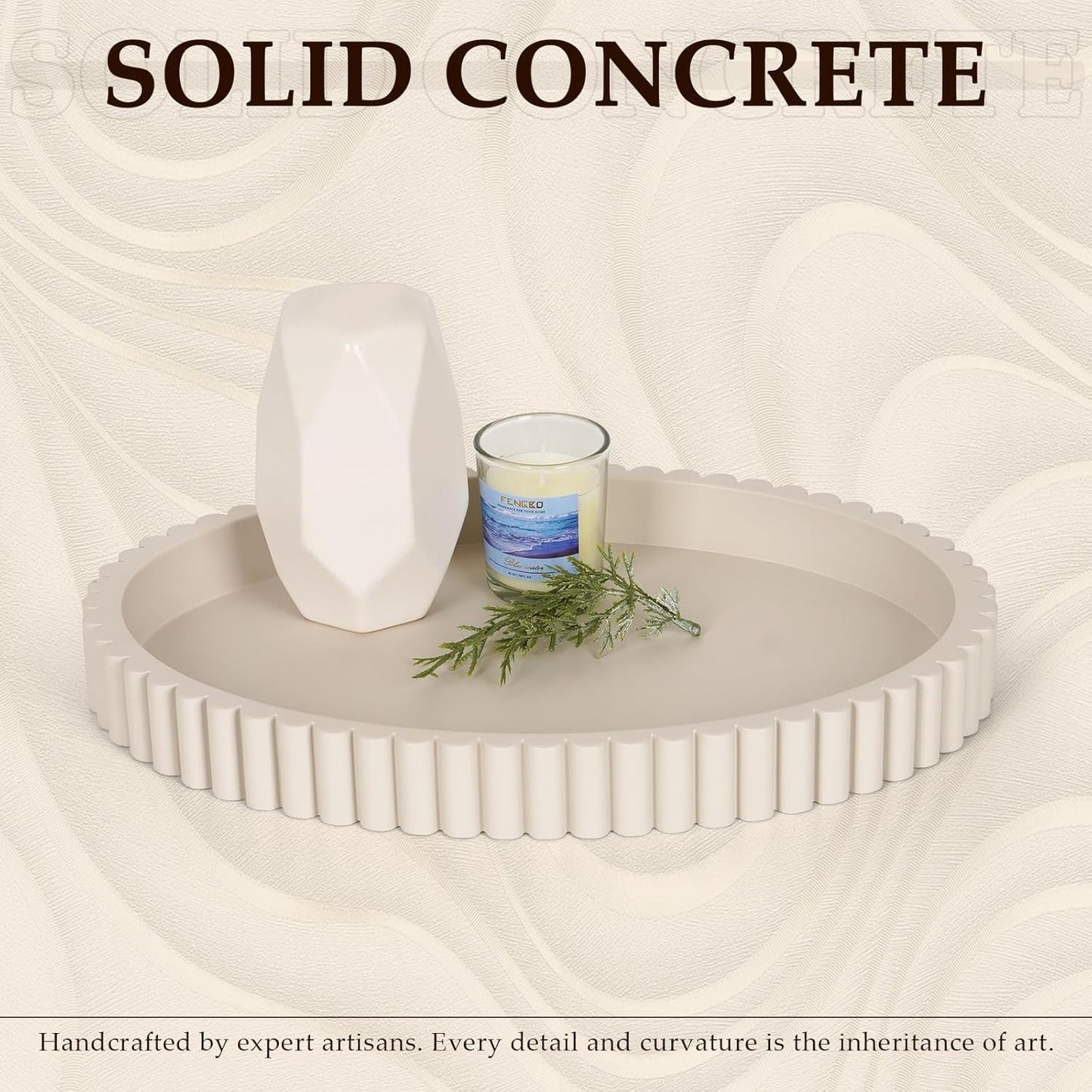 Oval Tray for Coffee Table Decor, 13" Concrete Coffee Table Tray, Table Centerpieces Decorative Trays for Home Decor, Modern Decorative Trays, Centerpiece Trays, Gray