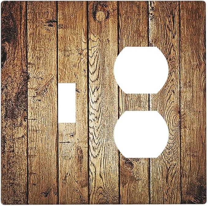 Rustic Brown Wood Natural Wooden Wallplates 1 Toggle 1 Duplex Electrical GFCI Faceplate Decorative Light Switch Covers Switch Plate for Bedroom Home Decor