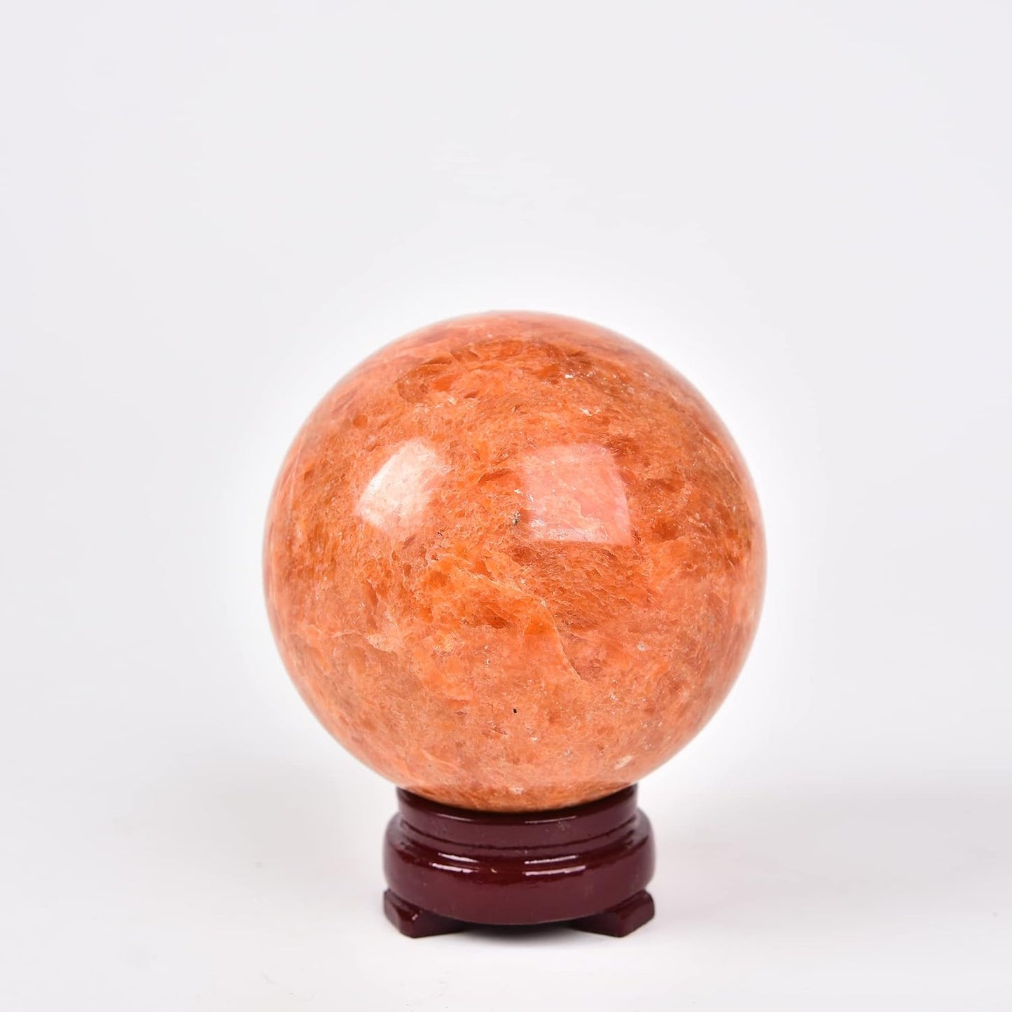 JIC Gem Natural Sunstone Healing Crystal Ball Divination Gemstone Sphere Feng Shui Reiki Aura Crystal Ball Home Desk Decor (60-70mm)