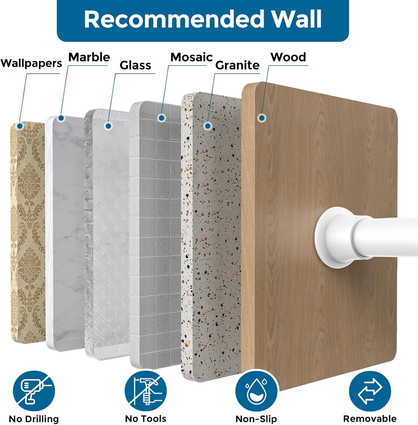 AIZESI Tension Rods 18-36 inch，2Pcs Adjustable Black Tension Rod No Drilling Small Tension Rod Spring Curtain Rod