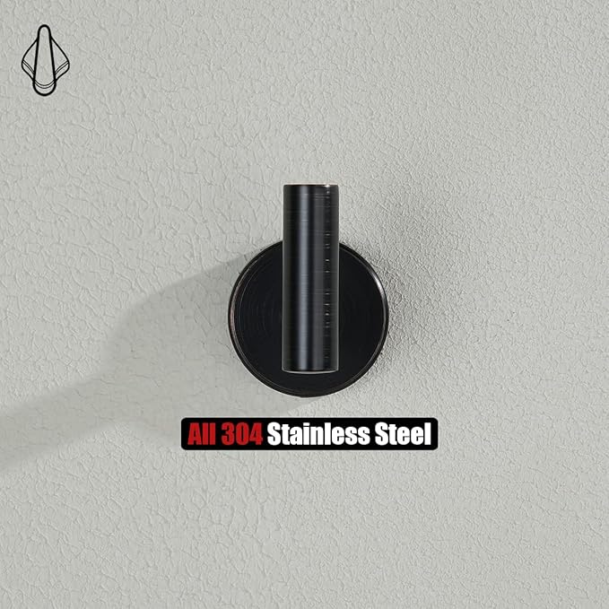 JQK Bathroom Towel Hook Oil Rubbed Bronze, 304 Stainless Steel 0.8mm Coat Robe Clothes Hook for Bathroom Kitchen Garage Wall Mounted (Pack of 4), TH100-ORB-P4