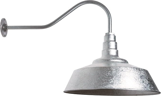 Steel Lighting Co. Redondo Barn Light | Outdoor Wall Mounted | 20 inch Dome | 23 inch Gooseneck | Large Farmhouse Warehouse Light Made in America | Galvanized Exterior/Galvanized Interior
