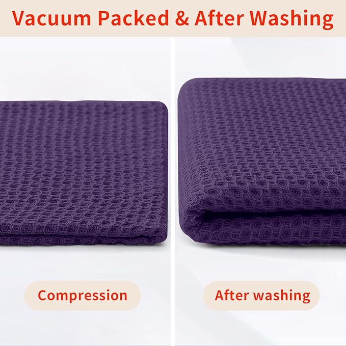 Homaxy 100% Cotton Kitchen Towels and Dishcloths Set, 12 x 12 Inches and 13 x 28 Inches, Set of 12 Bulk Kitchen Towels Set, Ultra Soft Absorbent Dish Cloths for Washing Dishes, Eggplant