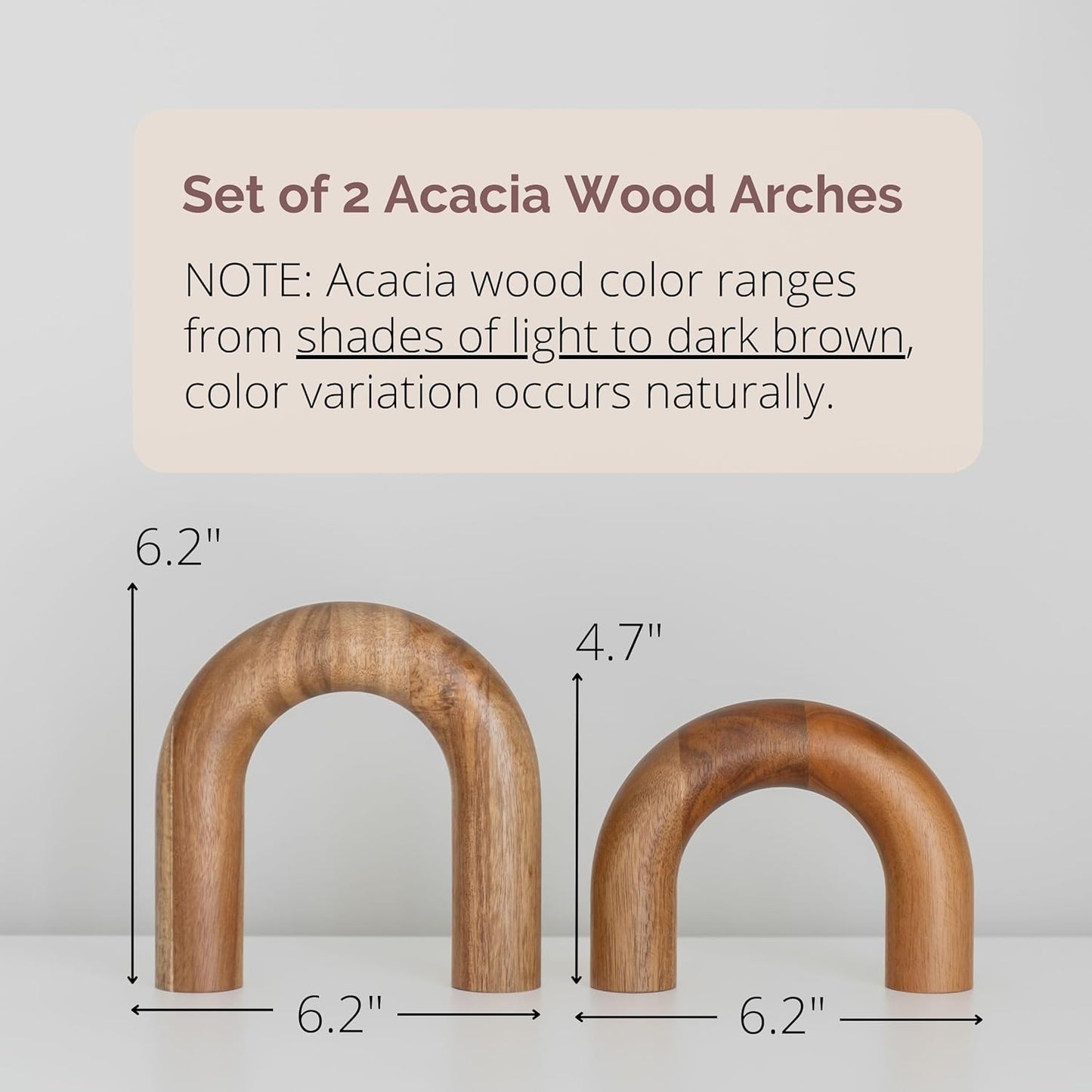 Wood Arch Bookshelf Decor - Modern Shelf Decor Accents, Decorative Objects for Coffee Table, Entryway Table Sculptures, Minimalist Home Decorations for TV Console, Built in Shelves and Mantle