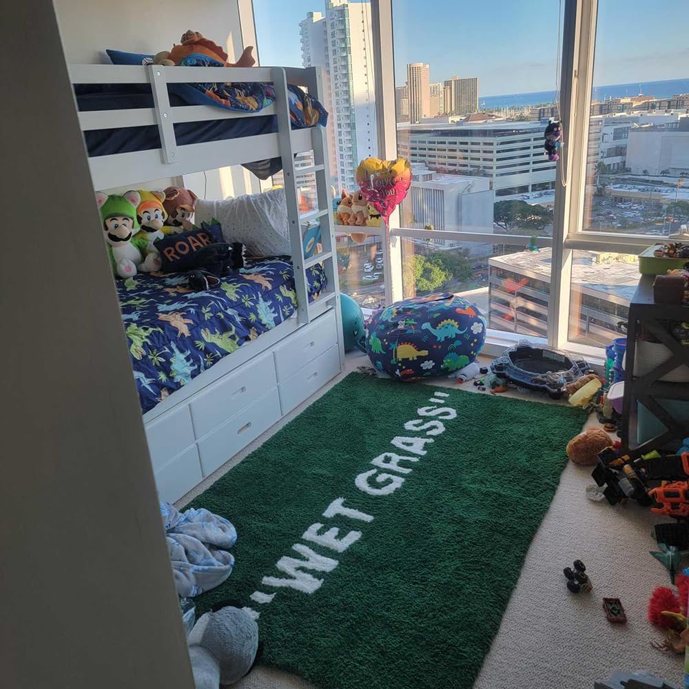 Wet Grass Rug Green Grass Classic Handmade Flocked Large Carpet Hypebeast Decor Parlor Bedroom Playroom Artistic Premium Floor Mat (80x160cm(2.6x5.2ft))