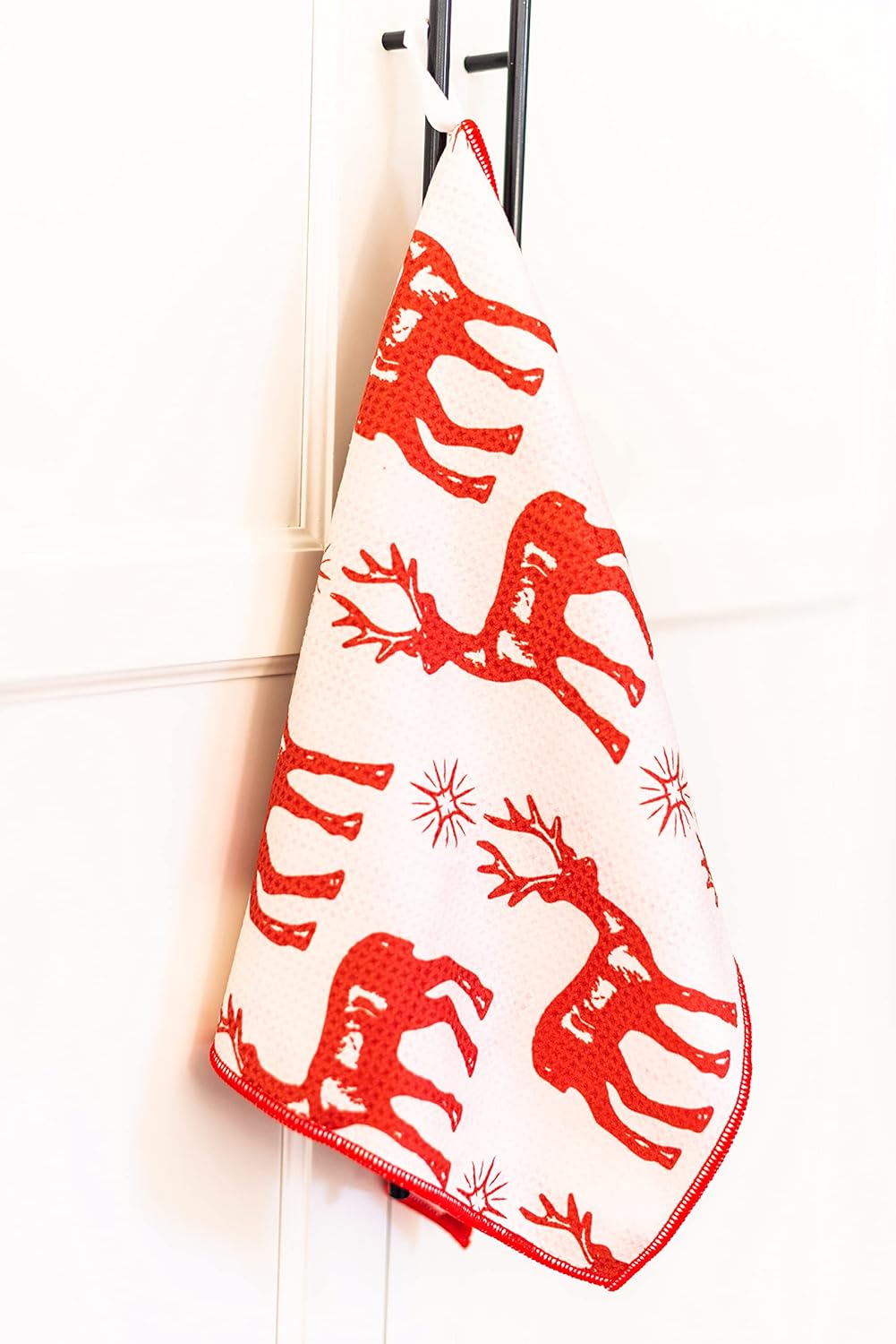 2 Pack || Not Your Ordinary Kitchen Towels || Dish Towels ||Quick Dry || Waffle Weave Microfiber || Designer Prints || Highly Absorbent || Hanging Hook (Charcoal Christmas)