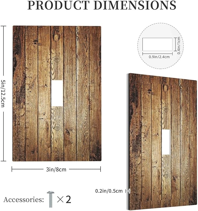 Rustic Brown Wood Natural Wooden Decorative Light Switch Cover 1 Gang Single Toggle Device Electrical Faceplate Switchplates Decorator Outlet Wall Plate for Bedroom Home Decor
