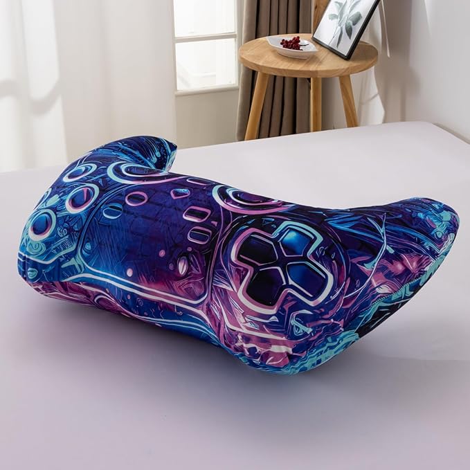 Meeting Story Game Controller Shaped Plush Throw Pillow Cushion for Boys and Girls Gamer Room Decoration for Sofa Couch/Computer Chair/Bed Gifts for Teen Boys Gaming Toy Pillow (Purple, Large)