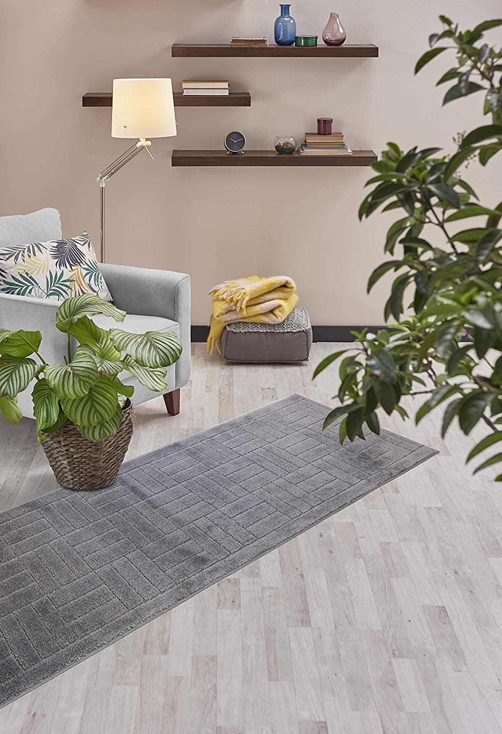 Custom Length Hallway Runner Rug,Slip Resistant,Bricks Dark Grey, 26 Inch X 31 feet, Sold and Priced Per Foot