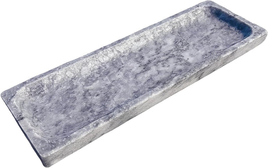 Vintage Natural Marble Vanity Tray: 10.6" x 3.5" Rectangular Decorative Organizer for Bathroom Kitchen Dresser Desk Entryway Decor, Blue Sky